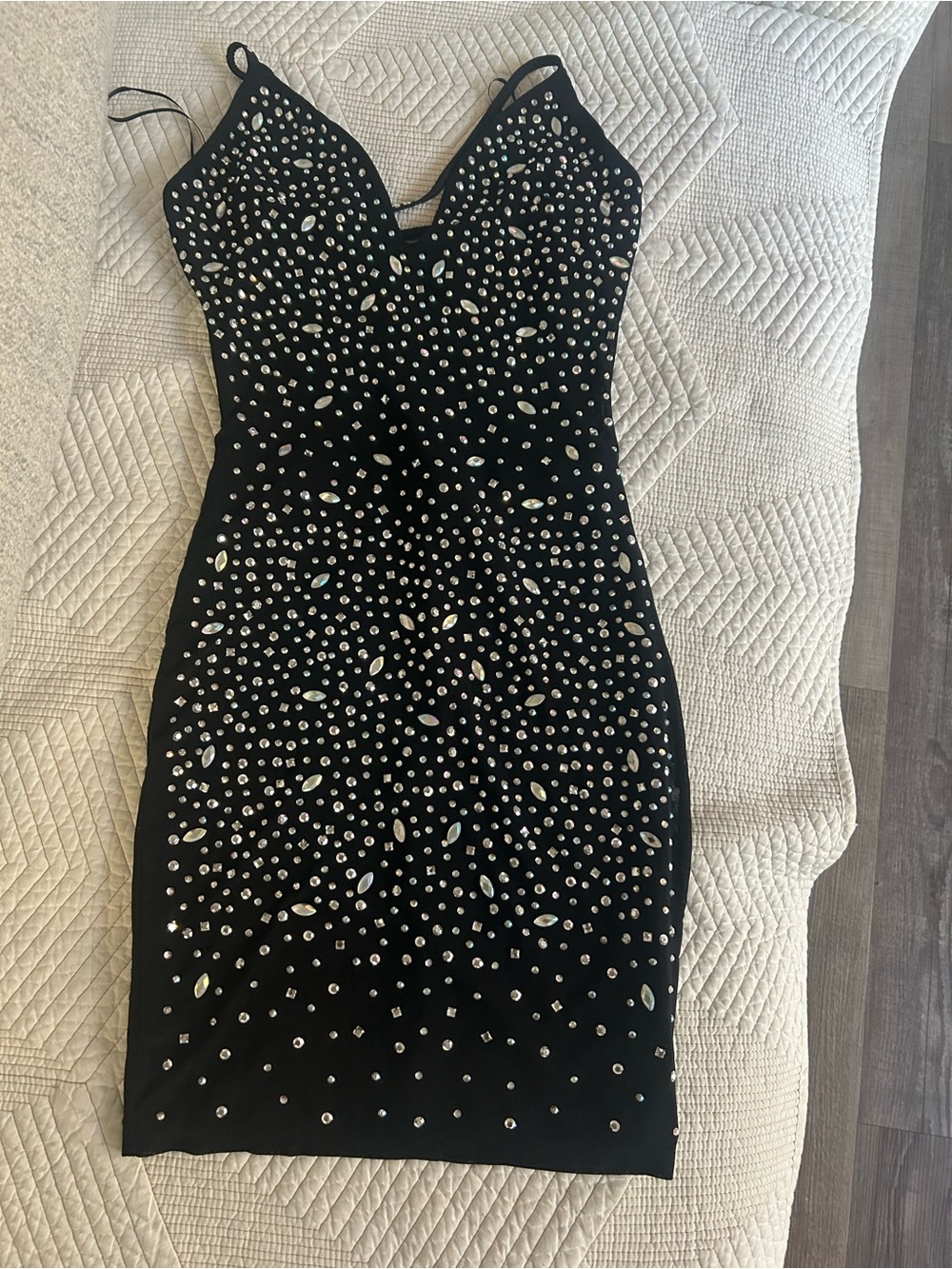 Hot Miami Styles Black Embellished Mini Dress